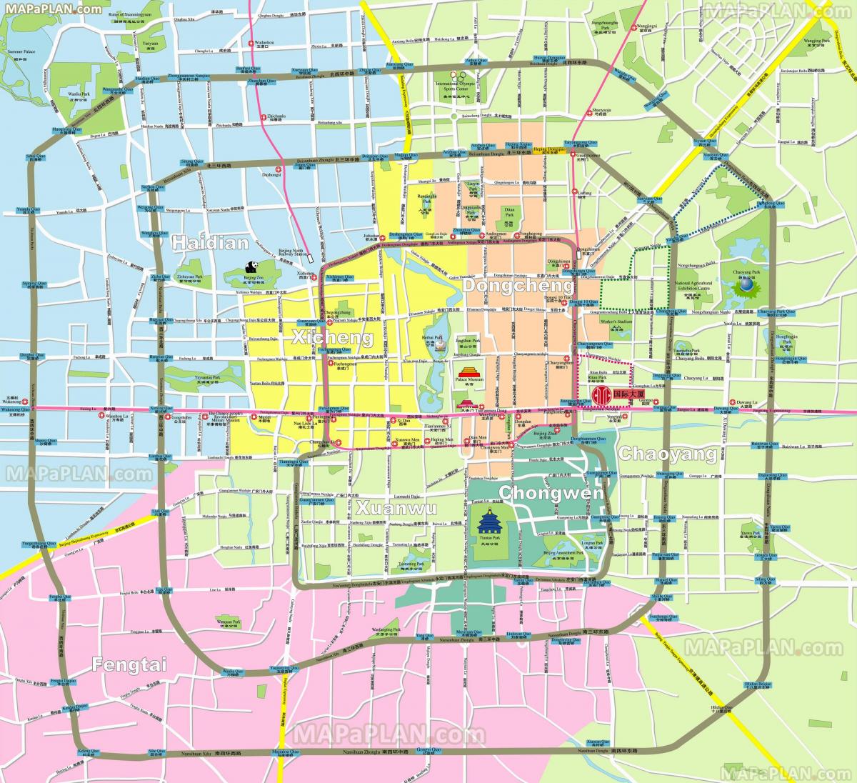 Mappa dei quartieri di Pechino (Peking)