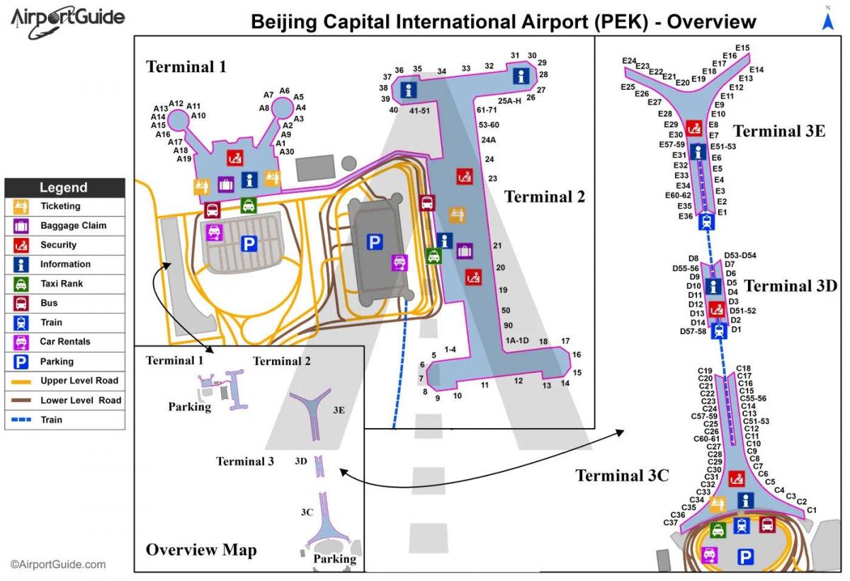 Mappa del terminal dell'aeroporto di Pechino (Peking)