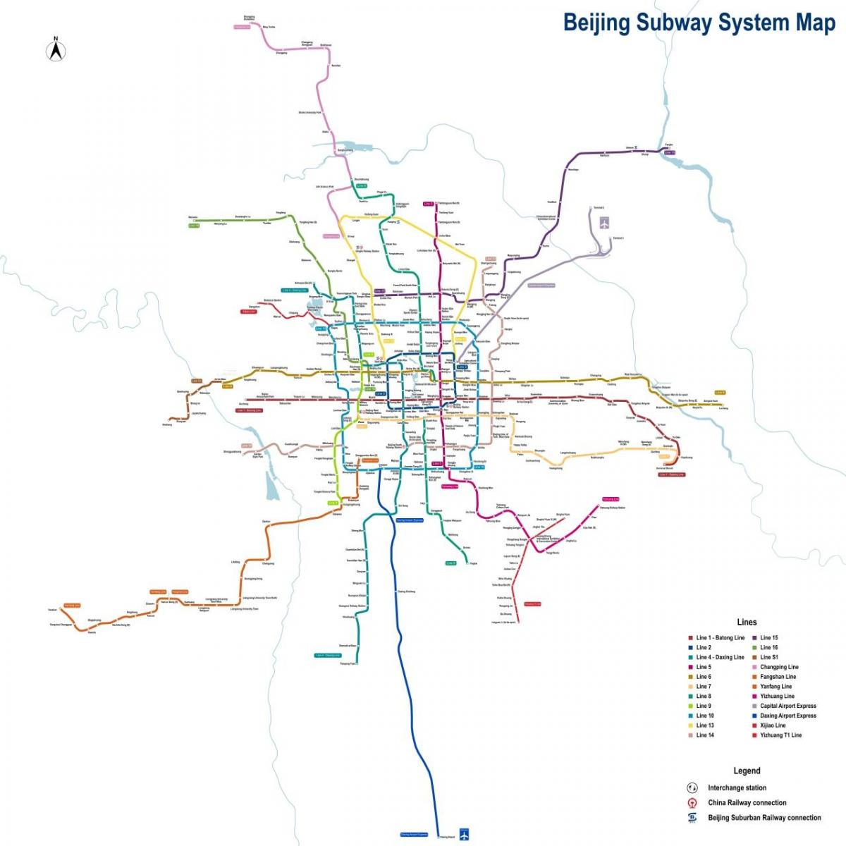 Mappa della stazione della metropolitana di Pechino (Peking)