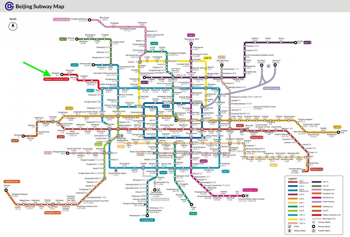 Mappa delle stazioni del tram di Pechino (Peking)